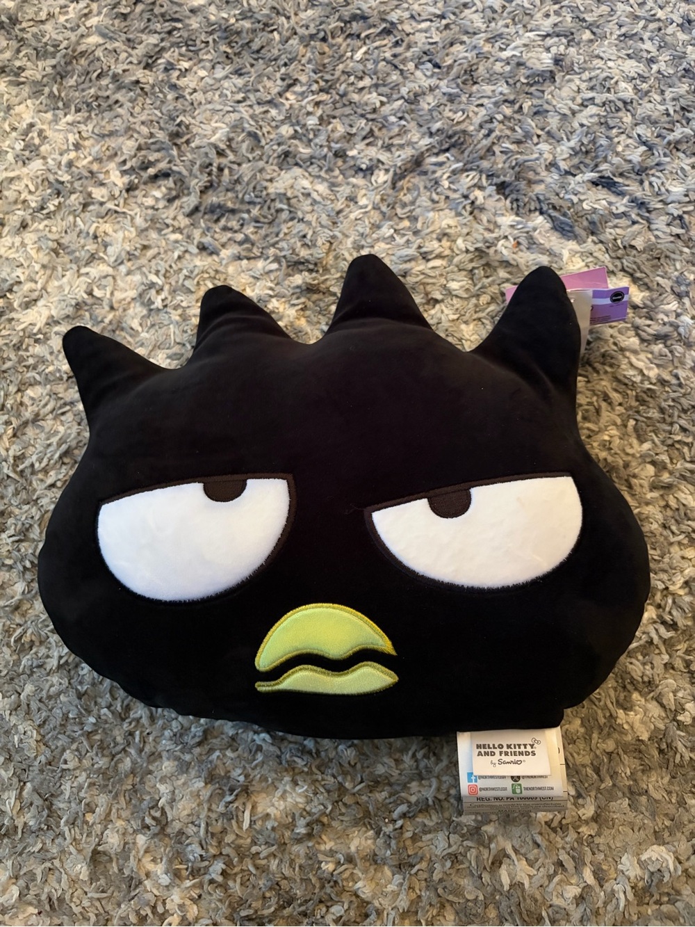 Sanrio Badtz-Maru Black Plush 16” Pillow NWT